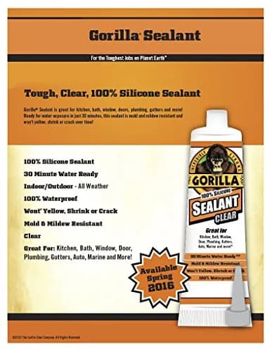 Gorilla Waterproof Caulk & Seal Silicone Sealant, Clear 2.8oz (79g) Squeeze Tube | Pack of 6 thumbnail 3