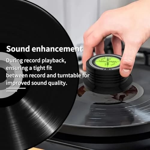 Viborg LP528B Record Weight 280g (9.9 oz) | Black HiFi 3-in-1 Vinyl Clamp with Bubble Level thumbnail 4