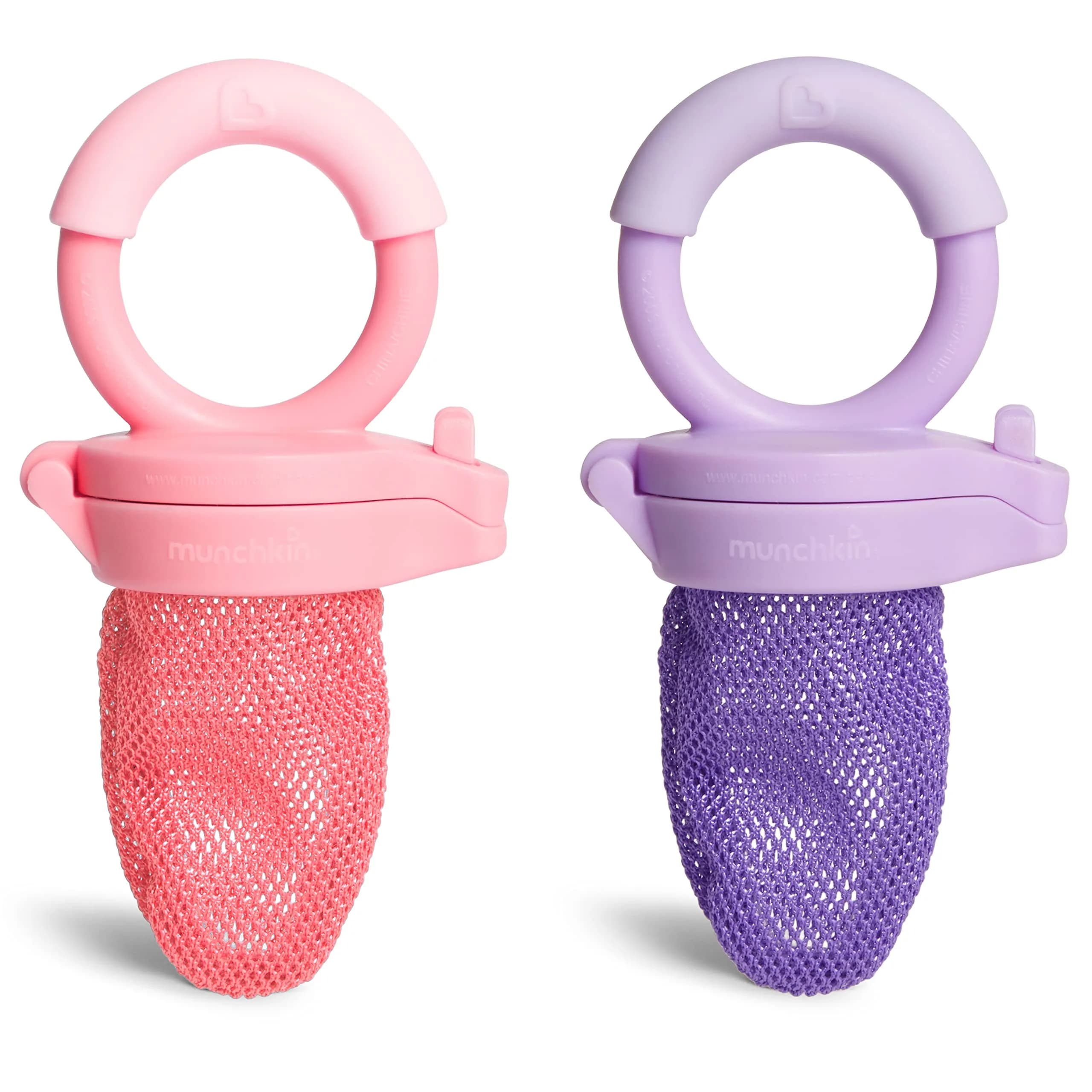Munchkin Baby Feeder 2 Pack Coral/Purple | Choke Reduction for Fresh Food Introduction — Coral/Purple