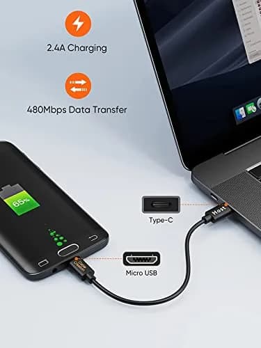 CableCreation Short USB-C to Micro-USB Cable 0.2m (0.65ft) | 480Mbps Data Transfer & Fast Charging thumbnail 2