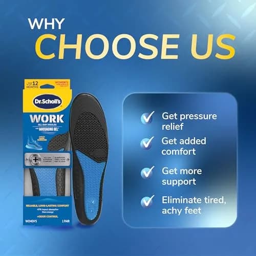 Dr. Scholl's Work All-Day Insoles for Women | Massaging Gel, Trim to Fit, 2 Pairs thumbnail 9