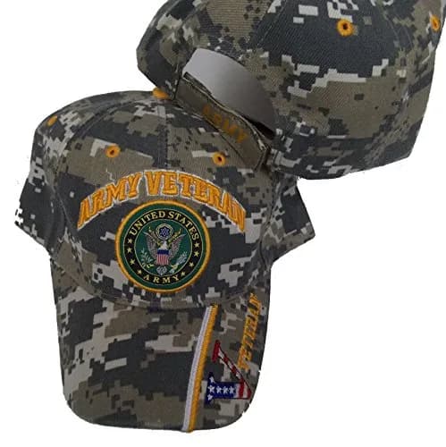 ARMY United States Army Veteran V CAMO Baseball Cap | Adjustable Cotton Camo Hat for Men thumbnail 2