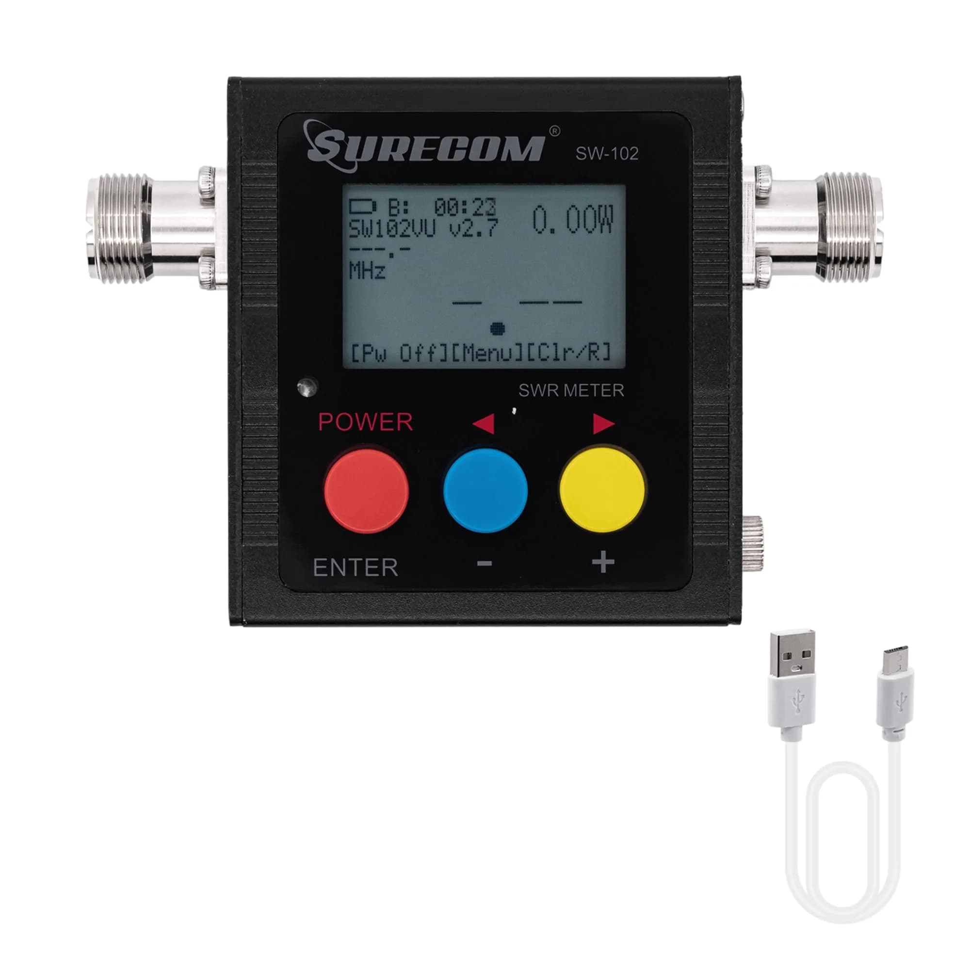 Surecom SW-102S VHF UHF Power & SWR Meter 120W 100-525MHz | Analog Radio Measurement Tool — Black