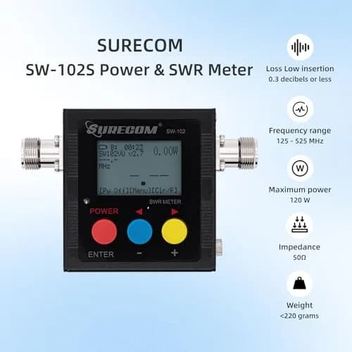 Surecom SW-102S VHF UHF Power & SWR Meter 120W 100-525MHz | Analog Radio Measurement Tool thumbnail 2