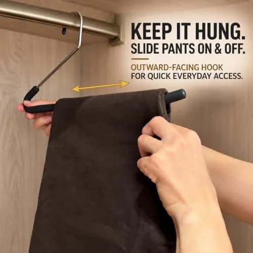 Huji Heavy Duty Open Ended Chrome Trouser Hangers Set of 20 | Space-Saving Closet Organizer thumbnail 4