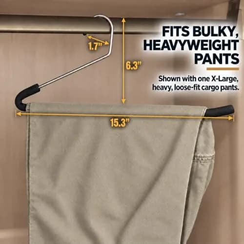 Huji Heavy Duty Open Ended Chrome Trouser Hangers Set of 20 | Space-Saving Closet Organizer thumbnail 6