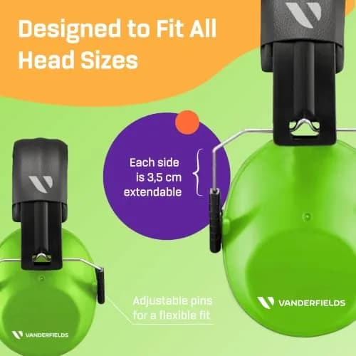 Vanderfields Kids Noise Canceling Headphones - Green Fields - 20 dB NRR (19 dB NRR / 24 dB SNR) thumbnail 8
