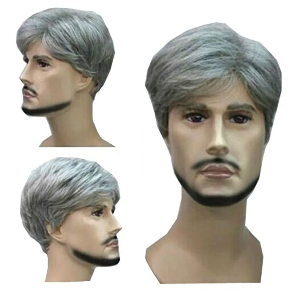 MELADY Fashion Casual Grey Short Straight Synthetic Wig for Men | Breathable & Easy to Use - main product image