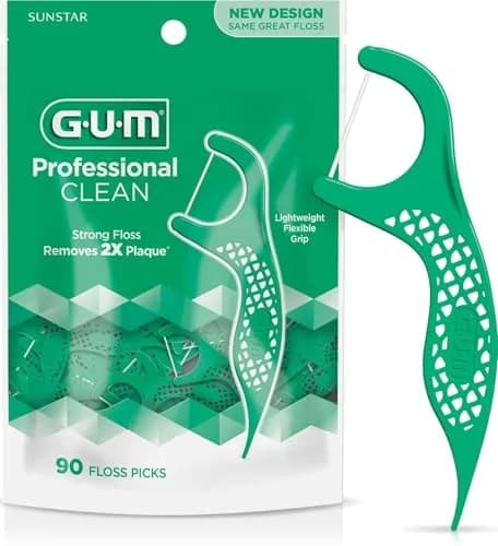 GUM Professional Clean Dental Floss Picks, Fresh Mint, 90 Count | Dermatologist Tested for Healthier Gums thumbnail 1