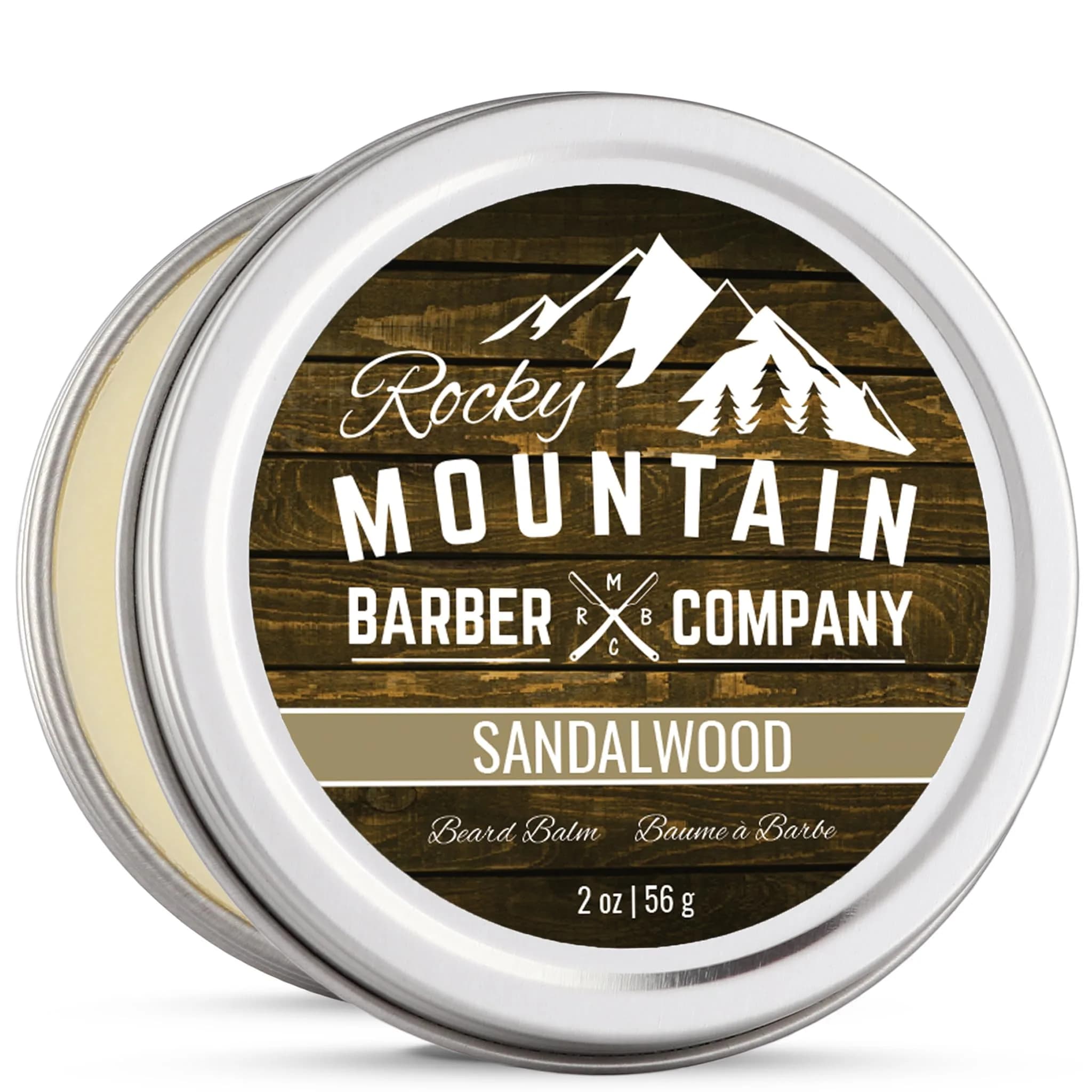 Rocky Mountain Barber Company Sandalwood Mustache & Beard Balm, 2 oz | Nourishing, Natural, Sandalwood Scent — 2 Ounce