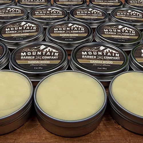 Rocky Mountain Barber Company Sandalwood Mustache & Beard Balm, 2 oz | Nourishing, Natural, Sandalwood Scent thumbnail 4