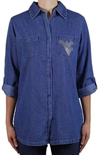 Nitro USA NCAA West Virginia Mountaineers T-Shirt Small Denim | Missy Fit, Rhinestone Embellished thumbnail 1
