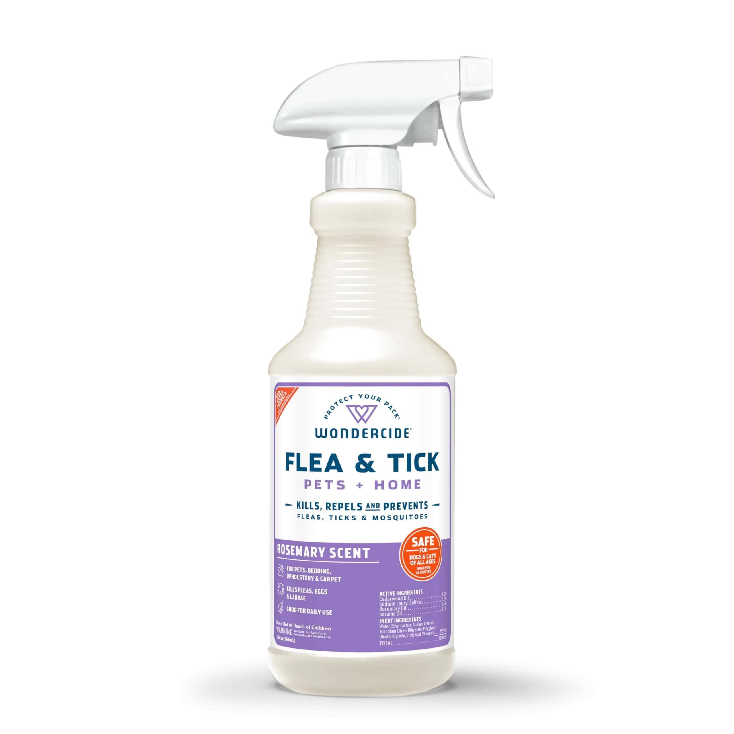 Wondercide Flea Tick & Mosquito Spray for Pets & Home - Rosemary 16 fl oz | Natural Plant Powered Pest Control