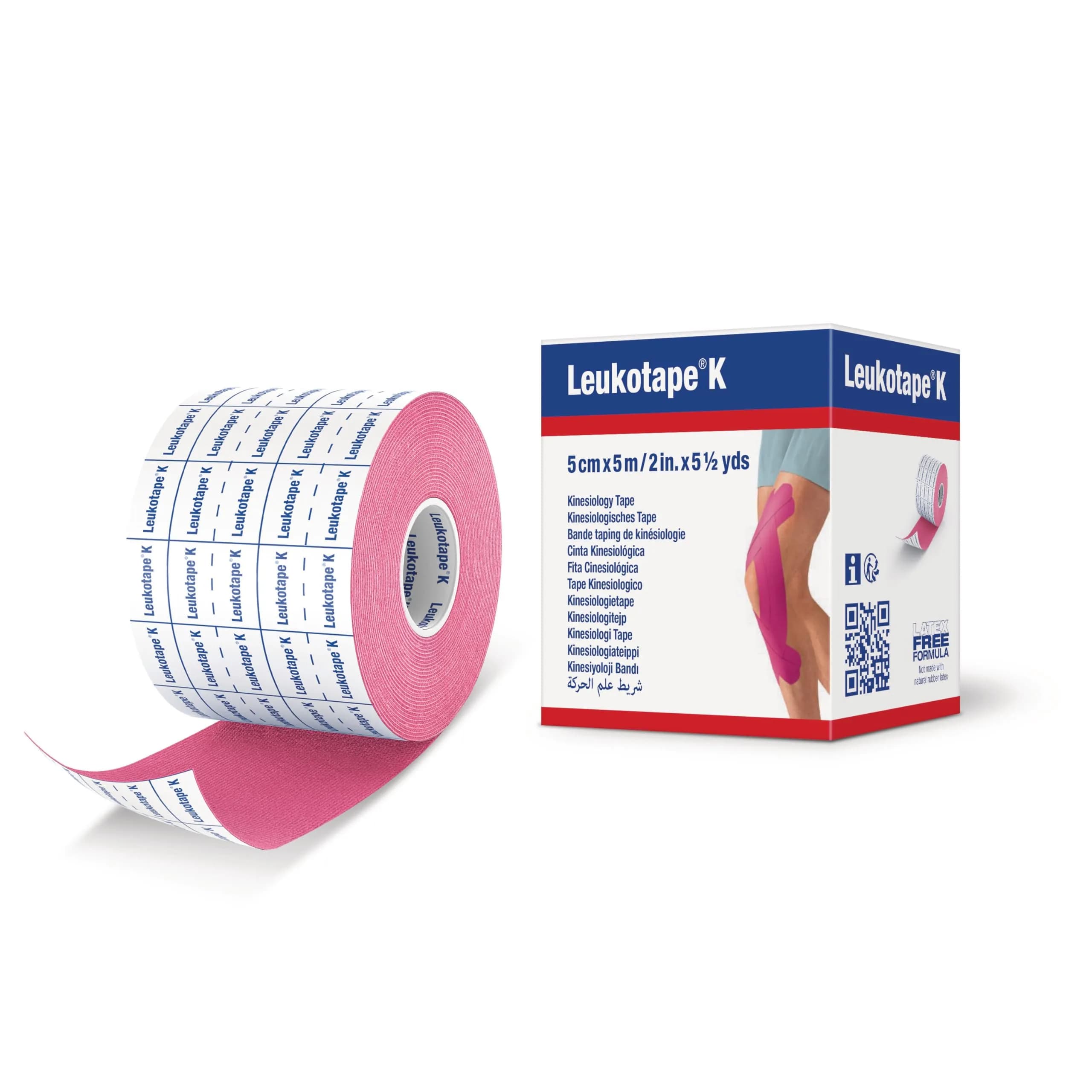 Leukotape K Kinesiology Tape, 2 in x 5.5 yds, 5 Rolls | Water-Resistant, Skin-Friendly Support - main product image