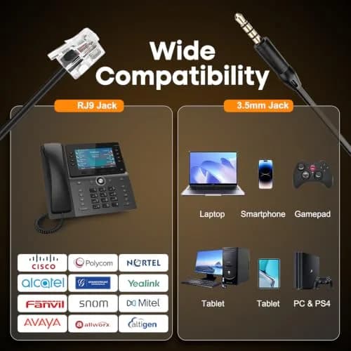 MAIRDI Monaural Office Headset with RJ9 & 3.5mm Connectors | Noise-Cancelling Microphone & HD Audio thumbnail 7