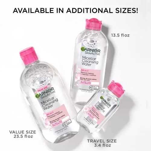 Garnier Micellar Cleansing Water All-in-1 Makeup Remover 100mL (3.4 Fl Oz) | Gentle Cleansing for All Skin Types thumbnail 7