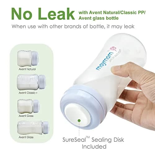 Maymom Wide Neck Breastmilk Collection and Storage Bottle 9oz | Leak-Proof & Compatible with Spectra & Avent Pumps thumbnail 5