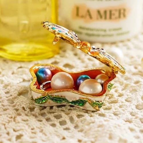 YU FENG Butterfly Trinket Box Hinged Jewelry Box Ring Holder Figurine | Elegant Hand-Painted Enamel with Rhinestones thumbnail 3