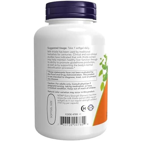 NOW Silymarin Milk Thistle Extract 450 mg | Supports Liver Function & Detox | 120 Softgels thumbnail 3