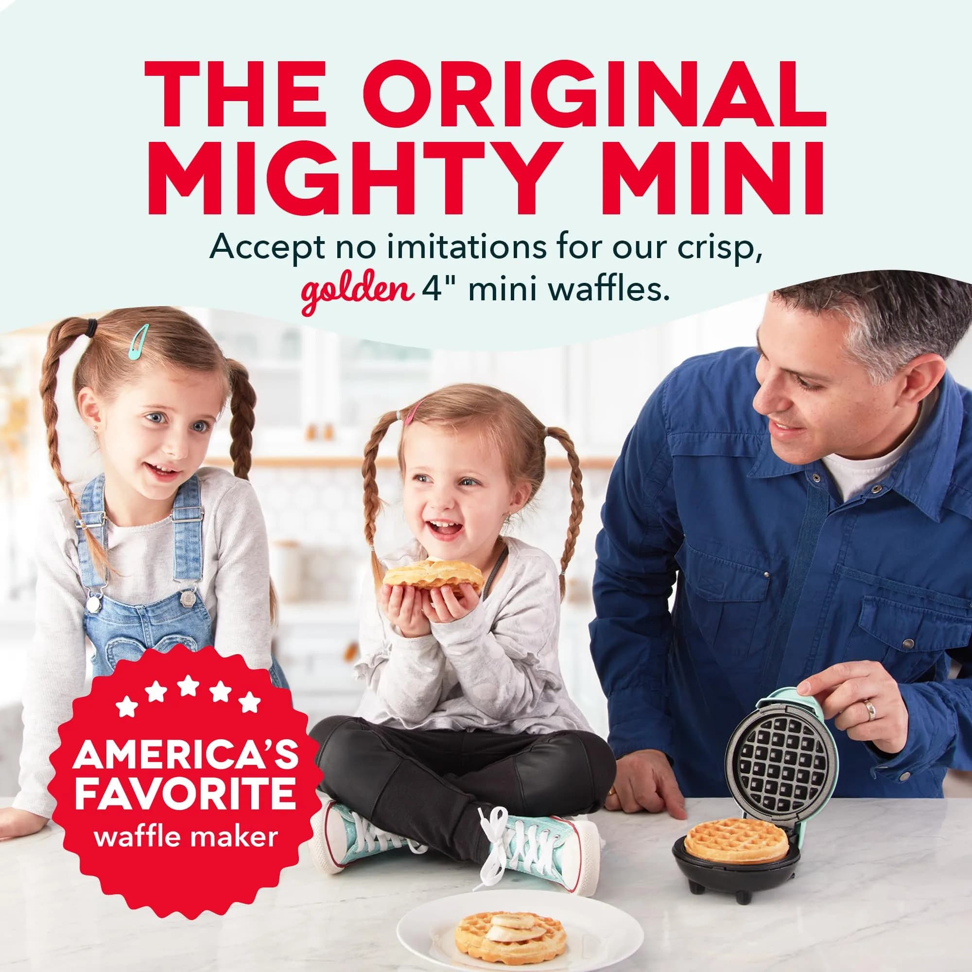 Dash Mini Waffle Maker 4-Inch Aqua | Compact & Lightweight for Quick Waffles - view 2
