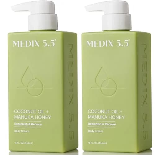 Medix 5.5 Coconut Oil + Manuka Honey Body Cream 2x 15 Fl Oz (30 Fl Oz Total) | Hydrates Dry Skin, Minimizes Stretch Marks & Wrinkles thumbnail 1