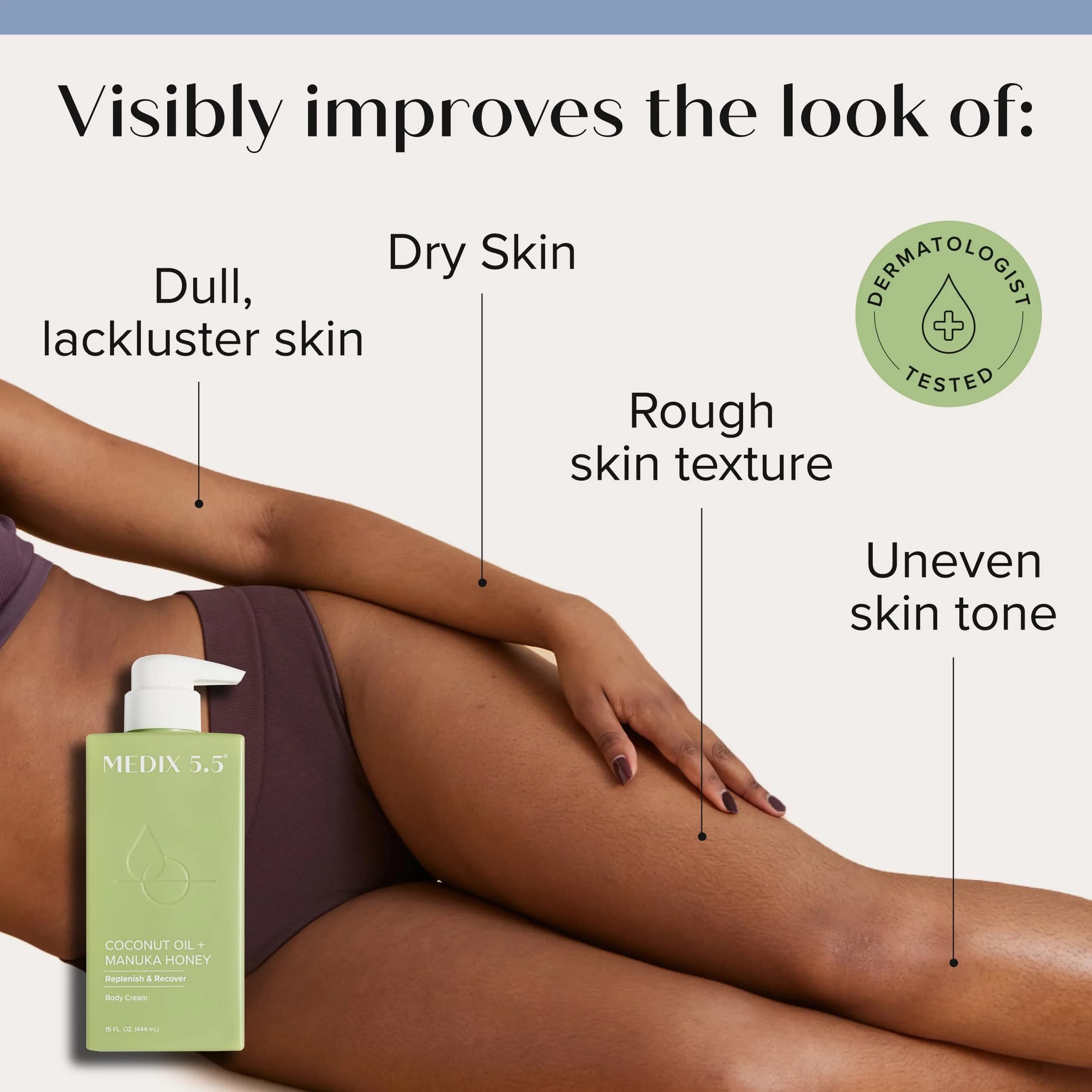 Medix 5.5 Coconut Oil + Manuka Honey Body Cream 2x 15 Fl Oz (30 Fl Oz Total) | Hydrates Dry Skin, Minimizes Stretch Marks & Wrinkles - view 2