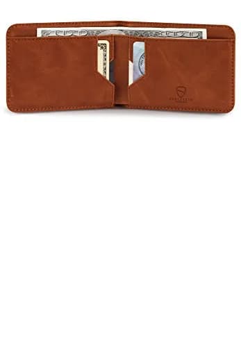 Vaultskin Manhattan Slim Leather Bifold RFID Wallet for Men (Cognac) | RFID Blocking Security for Cards & Bills thumbnail 4