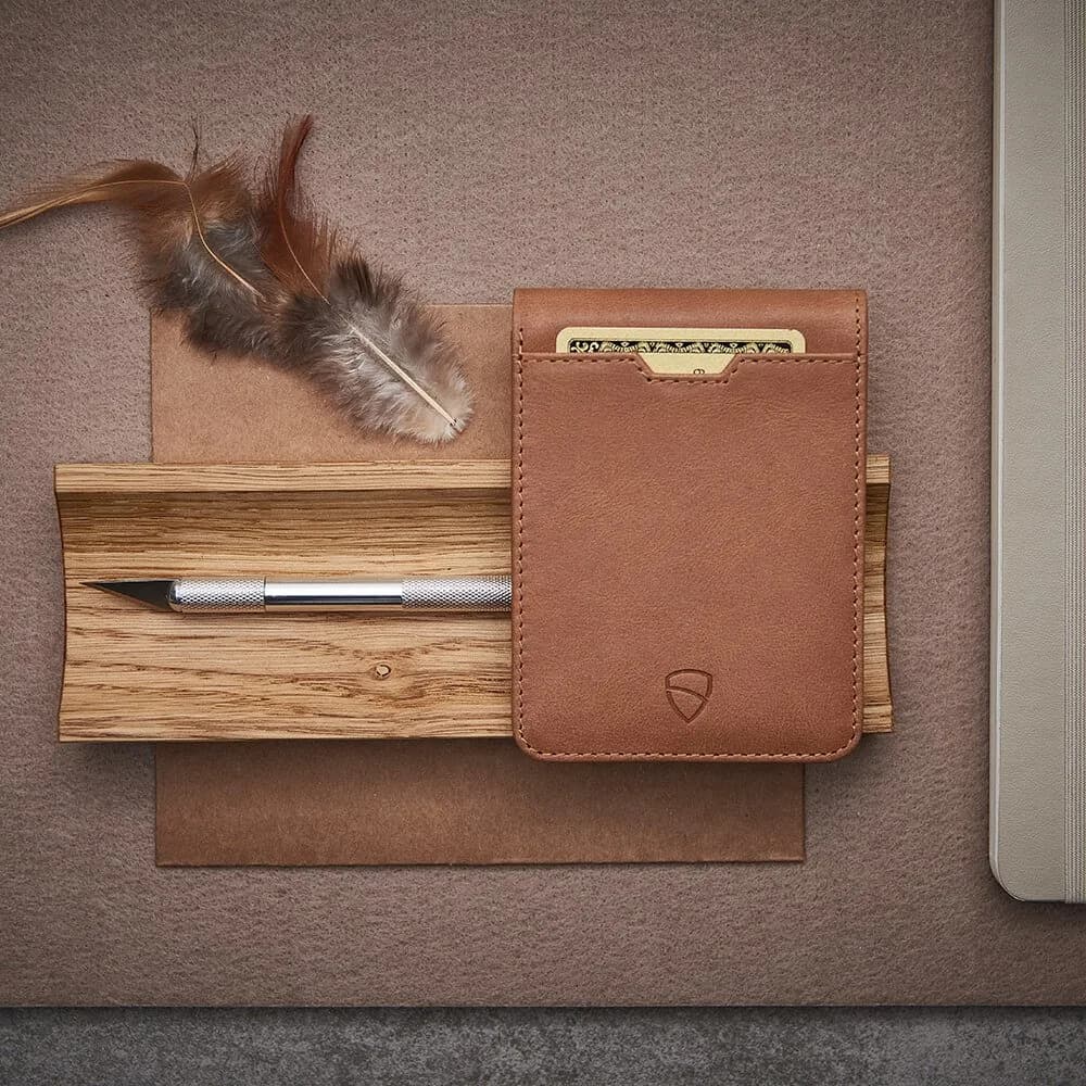 Vaultskin Manhattan Slim Leather Bifold RFID Wallet for Men (Cognac) | RFID Blocking Security for Cards & Bills - view 7