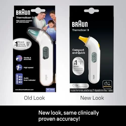 Braun ThermoScan 3 Ear Thermometer IRT3030 | Fast 1-Second Reading, Audio Fever Indicator, Pediatrician Recommended thumbnail 3