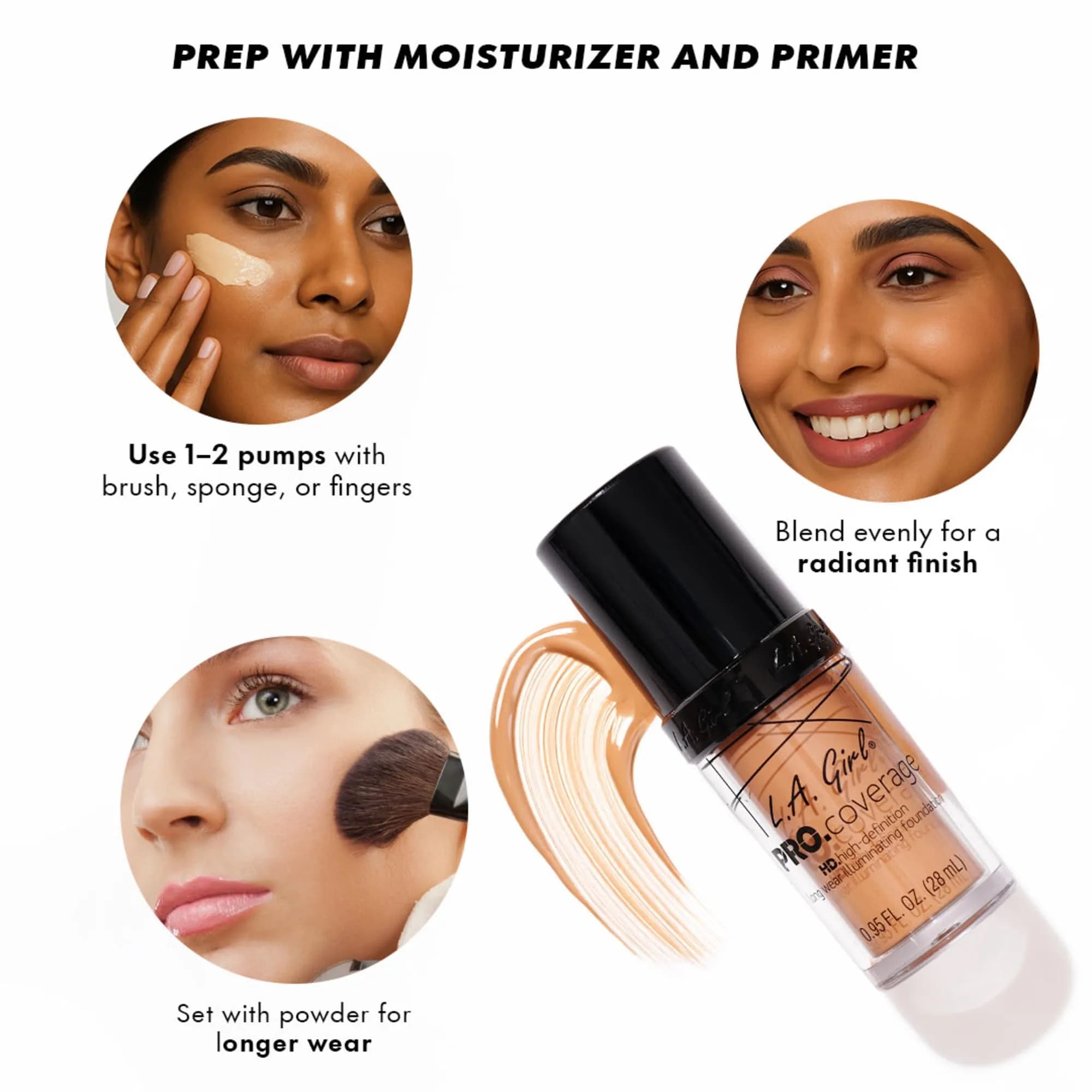 L.A. Girl Pro Coverage Liquid Foundation Porcelain 0.95 Fl Oz (28ml) | Buildable Medium-to-Full Coverage - view 5