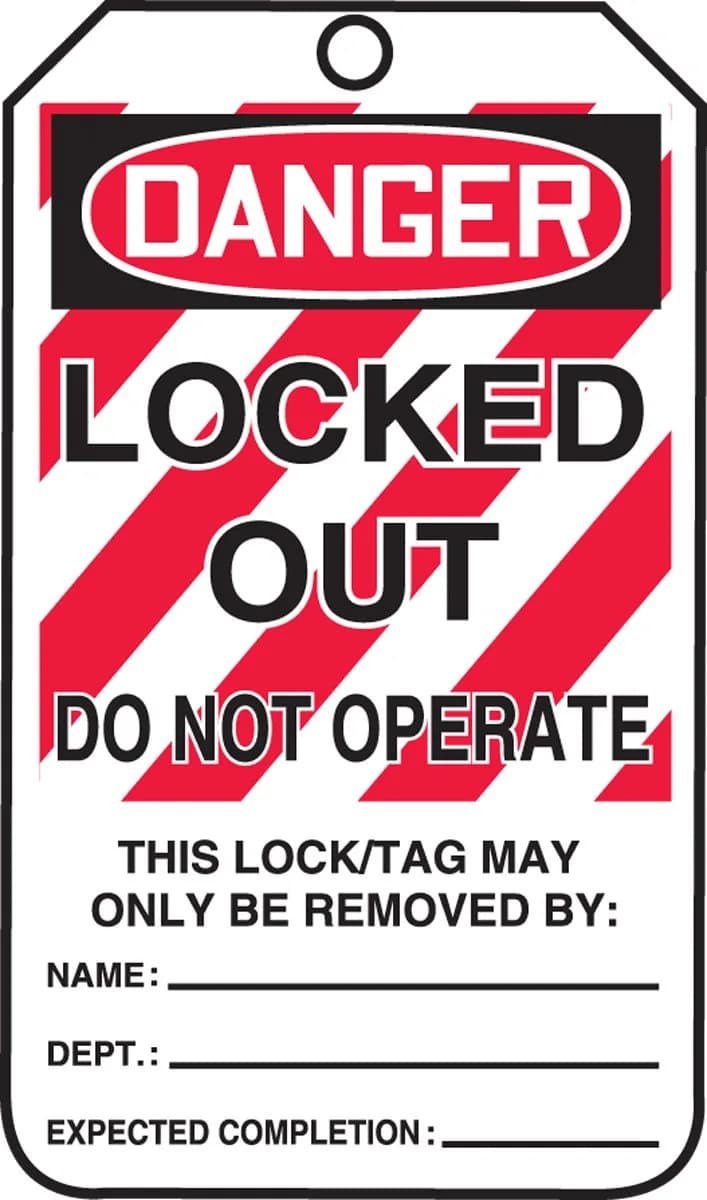 Accuform Lockout Tags, Pack of 5, Danger Locked Out Do Not Operate | OSHA Compliant, Water-Resistant, Temperature-Resilient — Red/Black on White