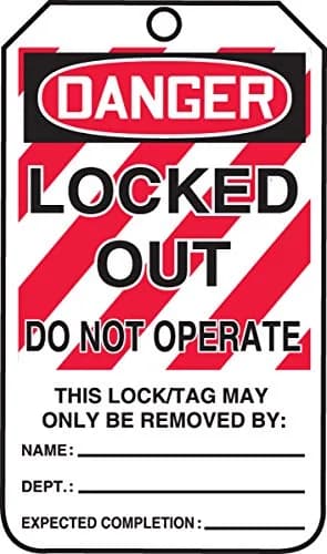 Accuform Lockout Tags, Pack of 5, Danger Locked Out Do Not Operate | OSHA Compliant, Water-Resistant, Temperature-Resilient thumbnail 1