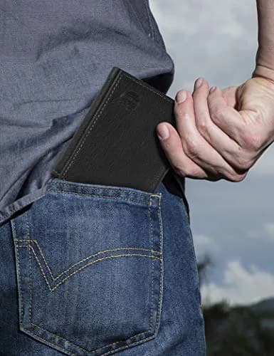 Timberland Men's Genuine Leather RFID Blocking Trifold Wallet Black | 3-inch (7.62 cm) Length thumbnail 7