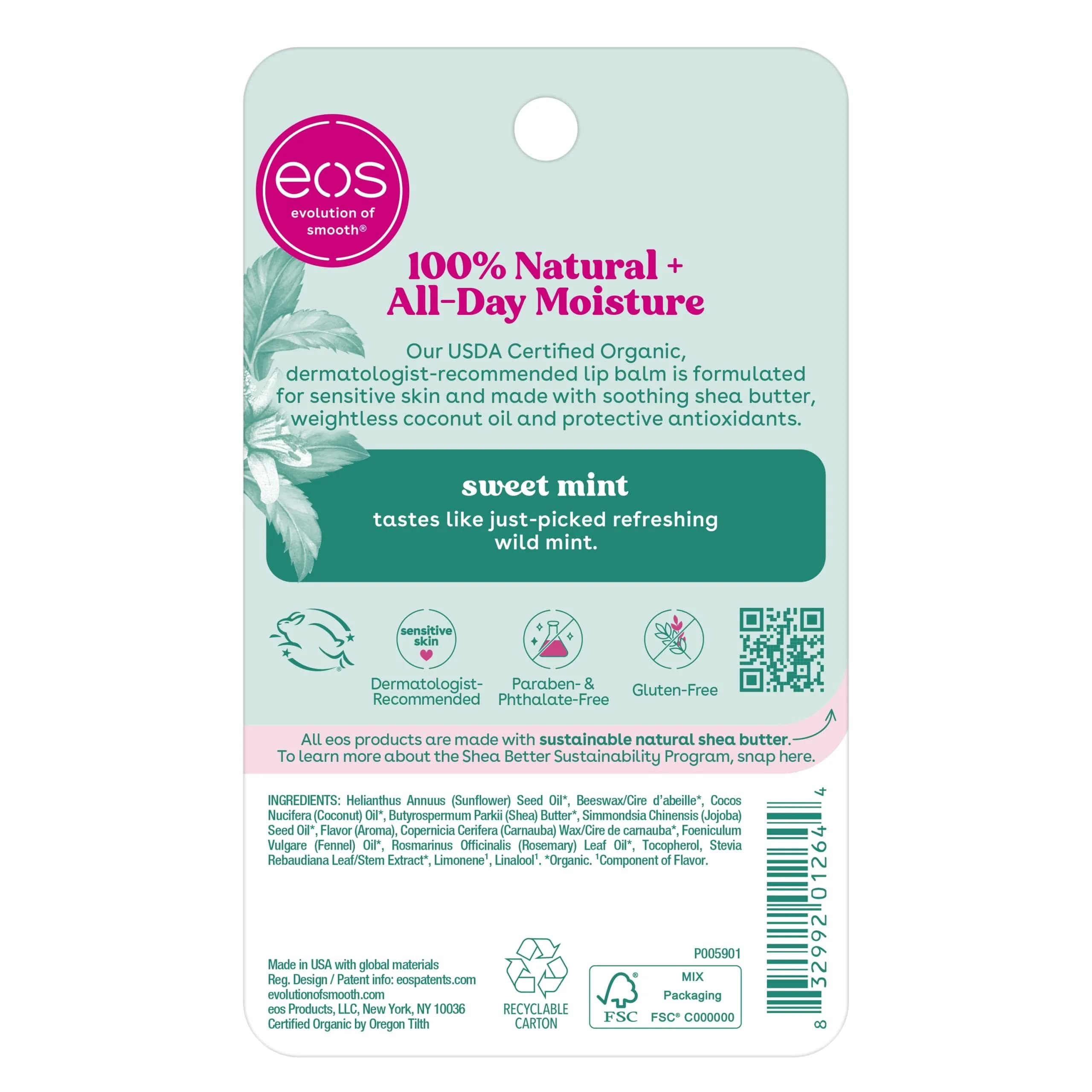 eos Sweet Mint 100% Natural & Organic Lip Balm Sticks | 0.28 oz (8g) 2-Pack - view 7