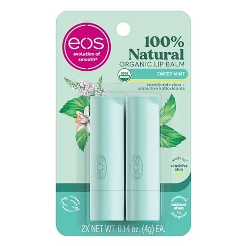 eos Sweet Mint 100% Natural & Organic Lip Balm Sticks | 0.28 oz (8g) 2-Pack thumbnail 1