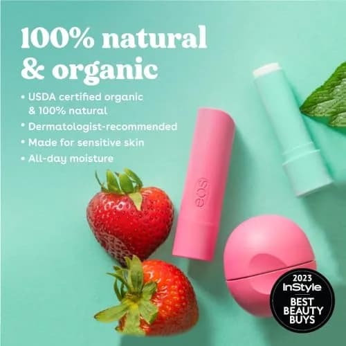 eos Sweet Mint 100% Natural & Organic Lip Balm Sticks | 0.28 oz (8g) 2-Pack thumbnail 3