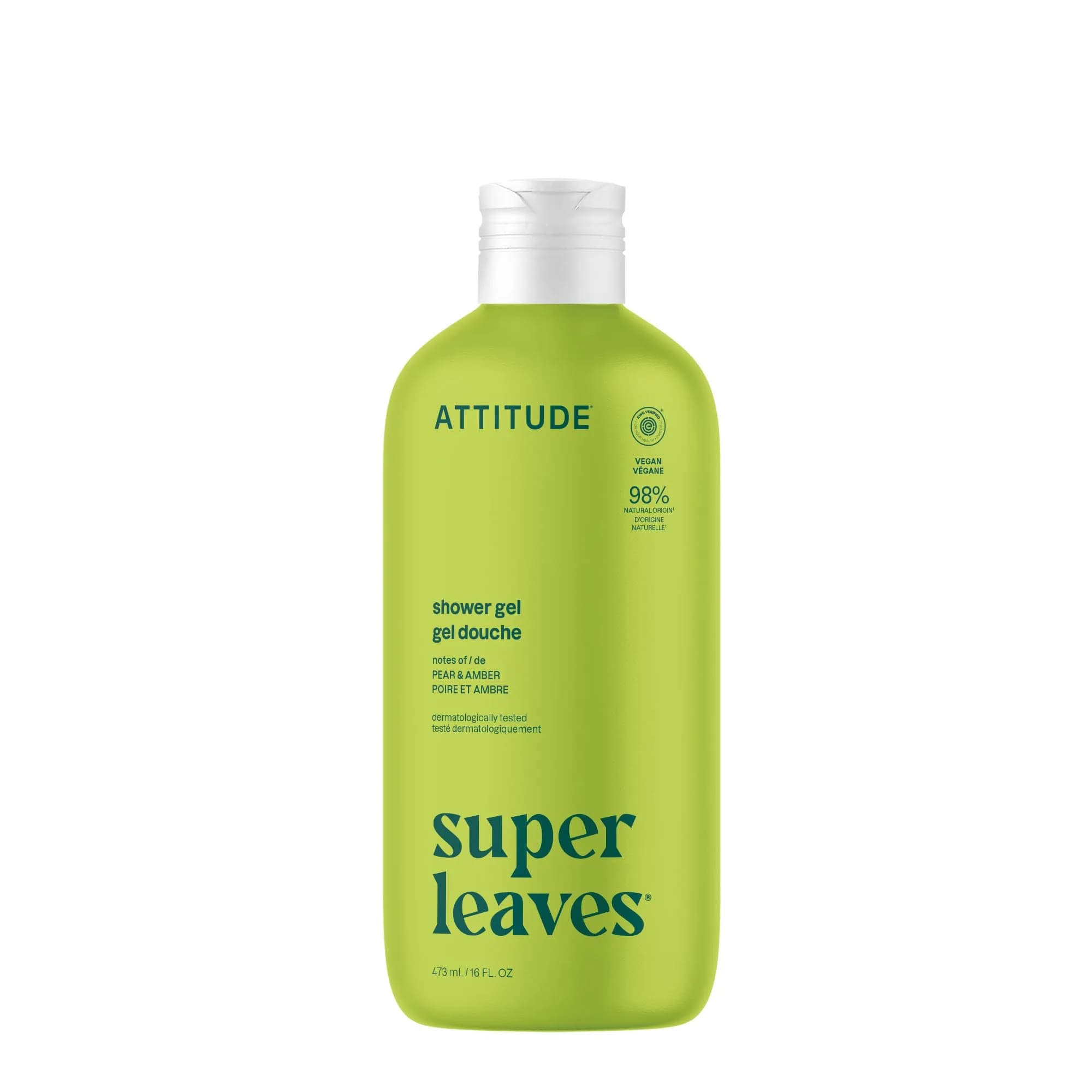 BIO SPECTRA ATTITUDE Body & Face Wash, Pear & Amber, EWG Verified, Vegan, 16 Fl Oz | Gentle, Naturally Sourced Cleansing for All