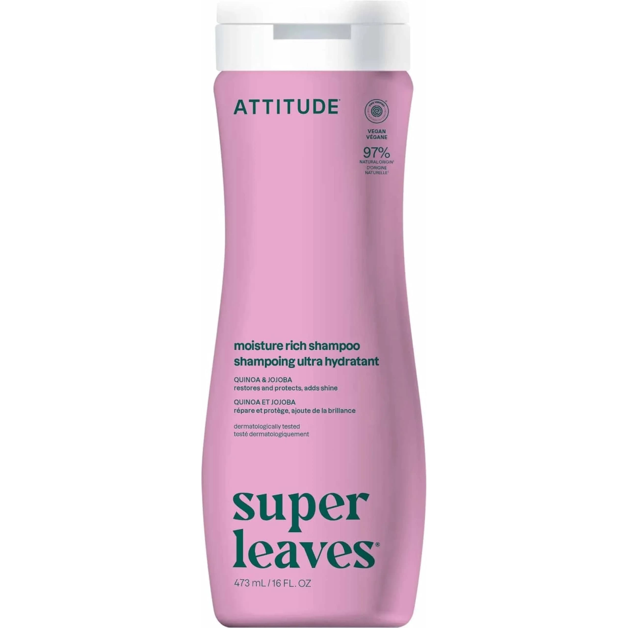 ATTITUDE Nourishing Hair Shampoo for Dry and Damaged Hair, 473ml (16 Fl Oz) | EWG Verified, Vegan Formula — Moisture Rich
