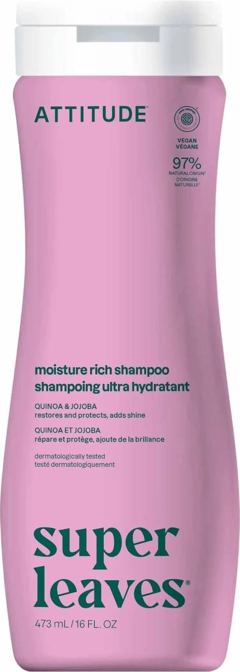 ATTITUDE Moisture Rich Hair Shampoo 473ml (16 Fl Oz) | EWG Verified Hydrating Shampoo for Dry and Damaged Hair - main product image