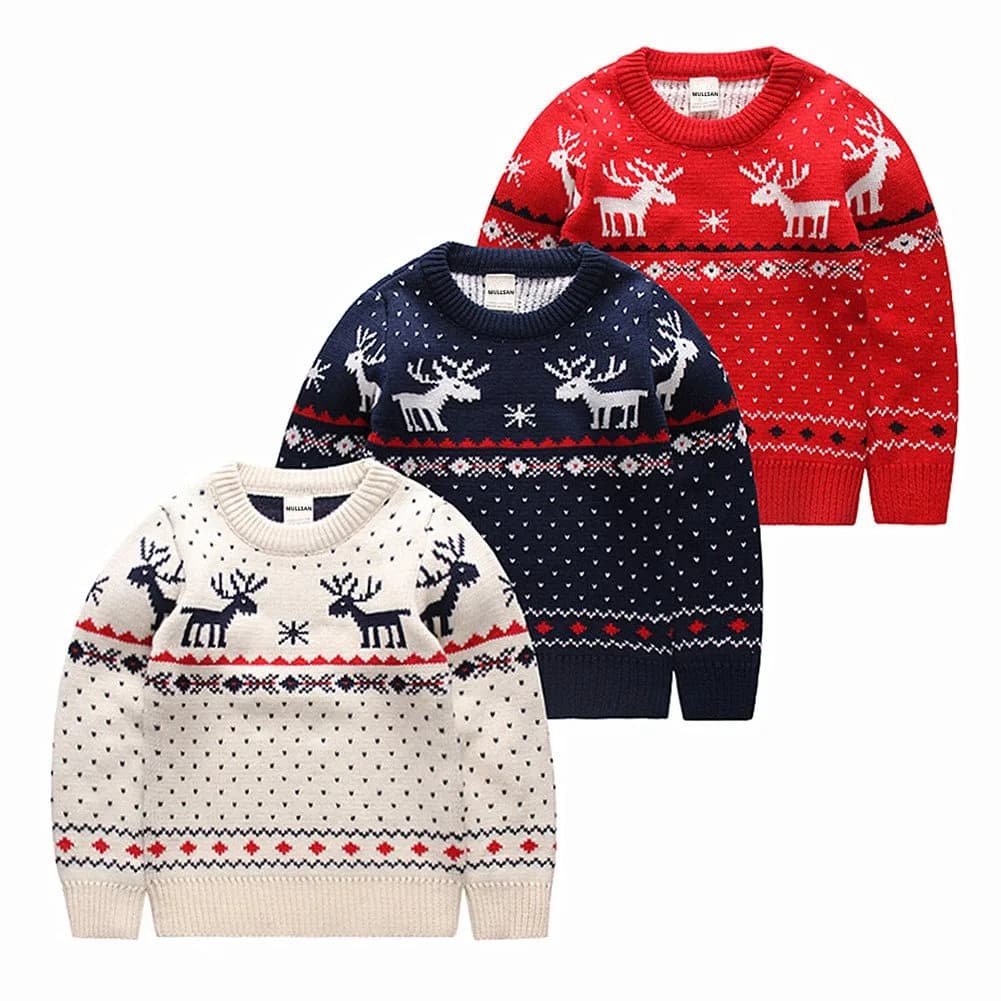 MULLSAN Children's Christmas Fireplace Sweater for Kids 5T Red | Festive Holiday Pullover thumbnail 2