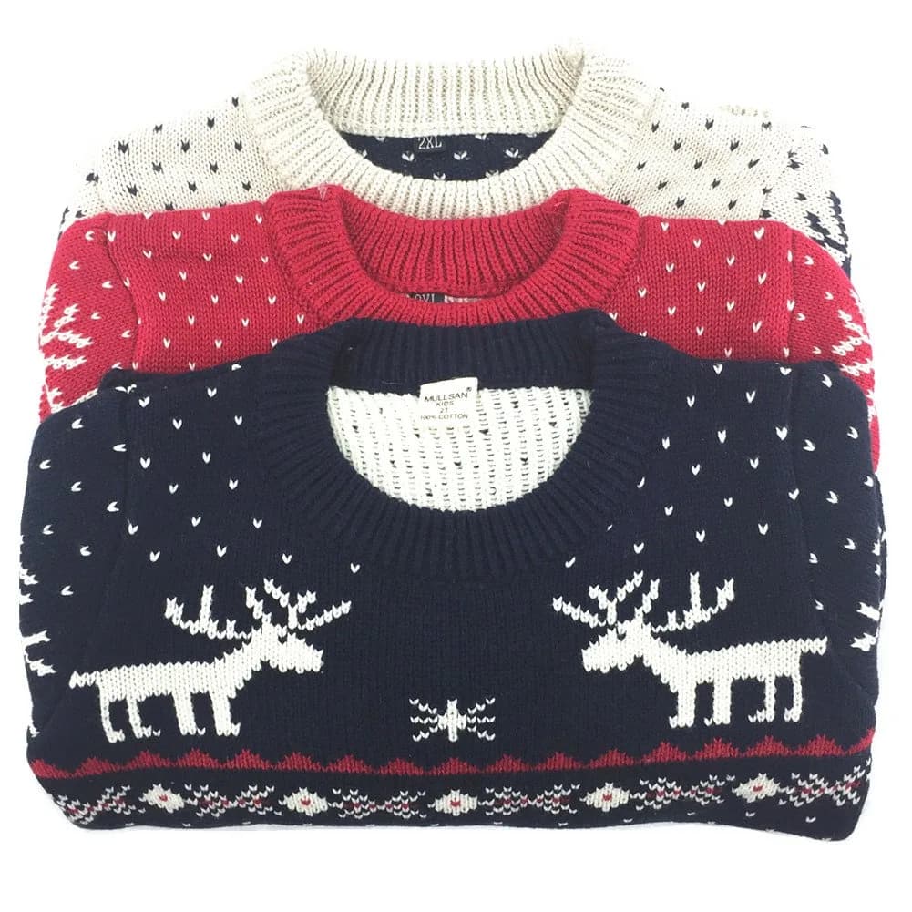 MULLSAN Children's Christmas Fireplace Sweater for Kids 5T Red | Festive Holiday Pullover thumbnail 3
