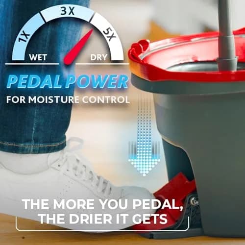 O-Cedar EasyWring Microfiber Spin Mop & Bucket Floor Cleaning System with 4 Mop Heads | Removes 99% Bacteria with Water thumbnail 3