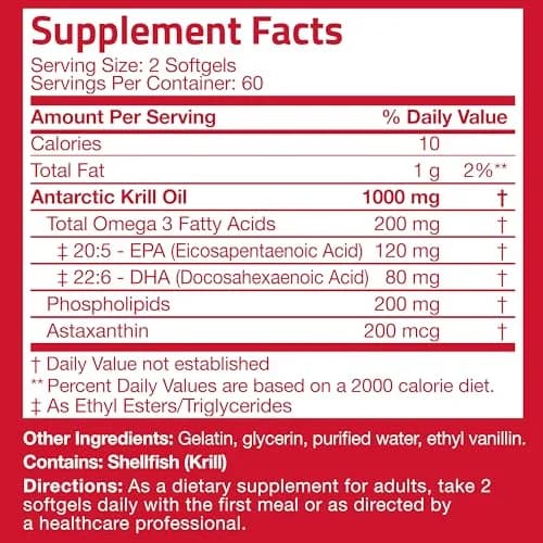 Bronson Antarctic Krill Oil 1000 mg with Omega-3s, 120 Softgels | Pure Antarctic Krill Oil for Heart & Eye Health thumbnail 8