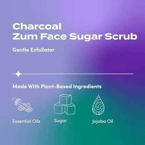 Indigo Wild Zum Face Sugar Facial Scrub - Charcoal & Organic Cane Sugar - 4 Oz | Gentle Exfoliator for All Skin Types thumbnail 2