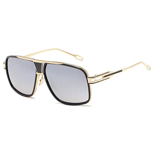 AEVOGUE Men's Oversized Shield Sunglasses AE0336 | Retro Alloy Frame, 62mm Lens Width, UV Protection thumbnail 1