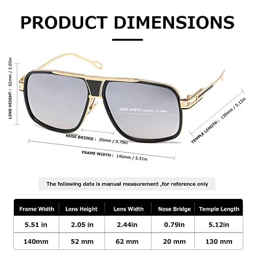 AEVOGUE Men's Oversized Shield Sunglasses AE0336 | Retro Alloy Frame, 62mm Lens Width, UV Protection thumbnail 5