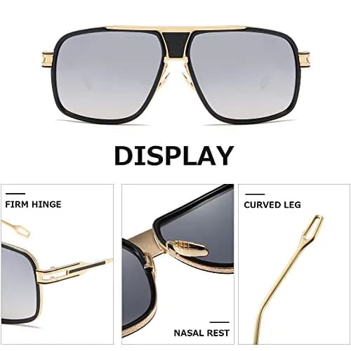 AEVOGUE Men's Oversized Shield Sunglasses AE0336 | Retro Alloy Frame, 62mm Lens Width, UV Protection thumbnail 6