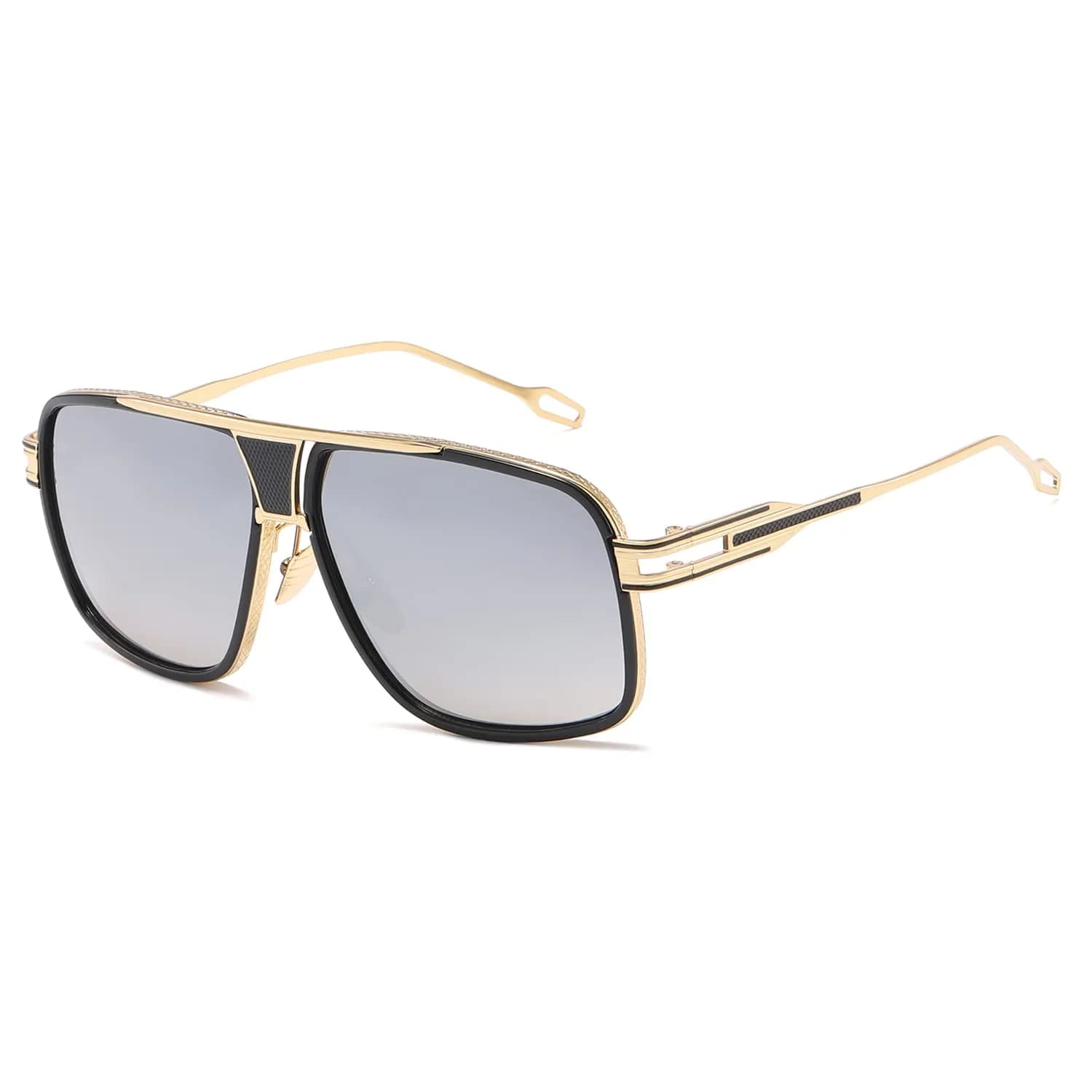 AEVOGUE Men's Oversized Shield Sunglasses AE0336 | Retro Alloy Frame, 62mm Lens Width, UV Protection - main product image
