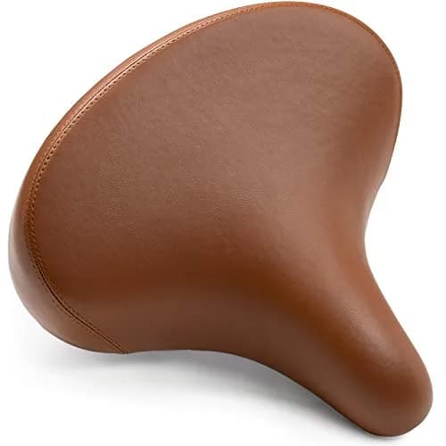 Bikeroo Wide Cruiser Saddle Vintage Brown | Comfort Seat for All Bicycles, Steel Spring & Elastomer Suspension, Memory Foam (10.2" x 10.2") thumbnail 1