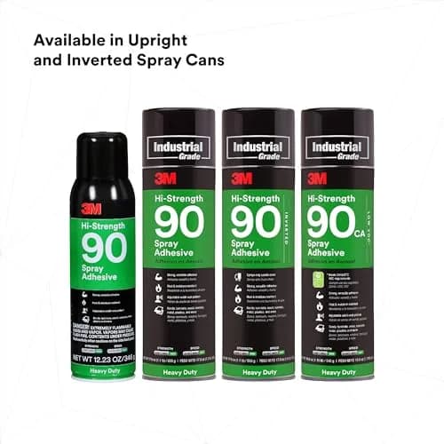 3M Hi-Strength 90 Spray Adhesive 500ml (17.7 fl oz) | Bonds Laminate, Wood, Concrete, Metal, Plastic thumbnail 7